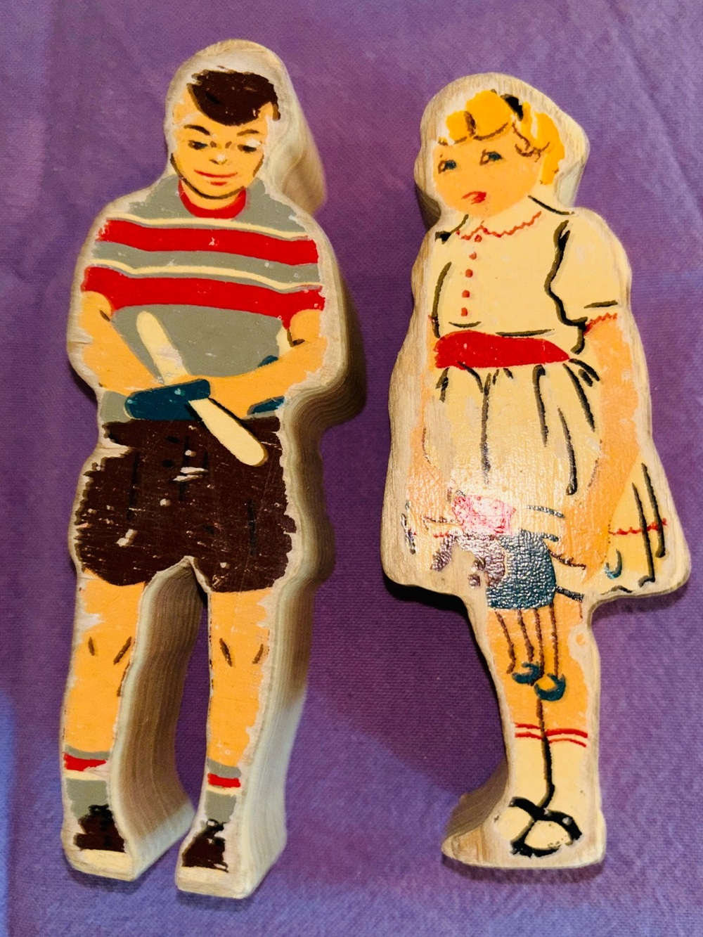 Vintage Guidecraft wooden wedgie Boy & Girl Set